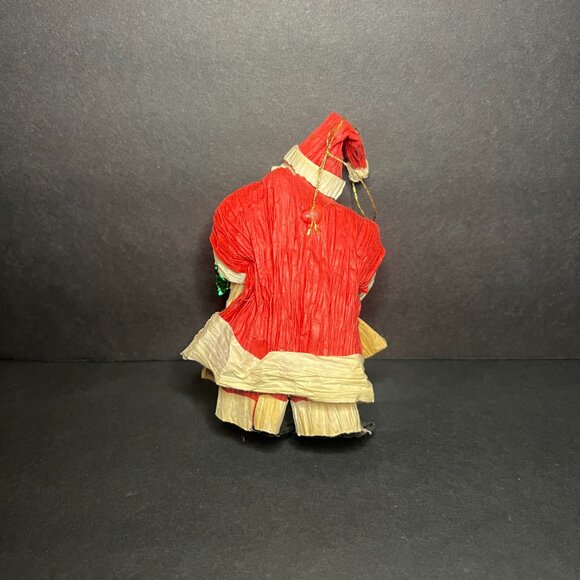 Vintage Crinkle Paper Santa Claus Christmas Holiday Hanging Figure Ornament 5" - Picture 2 of 4